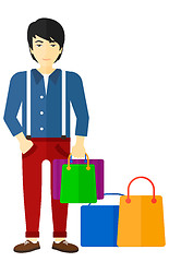 Image showing Buyer with shopping bags.