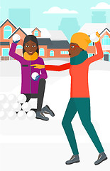 Image showing Women playing in snowballs.
