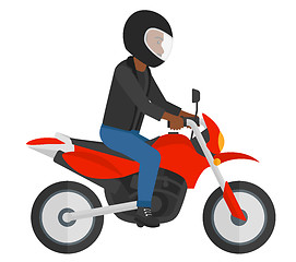 Image showing Man riding motorcycle.