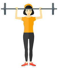 Image showing Woman lifting barbell.