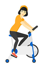 Image showing Woman doing cycling exercise.