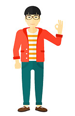 Image showing Man gesturing OK sign. 