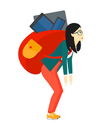 Image showing Woman with backpack full of devices.