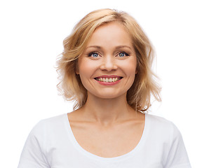 Image showing smiling woman in blank white t-shirt