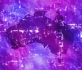 Image showing high tech australia map