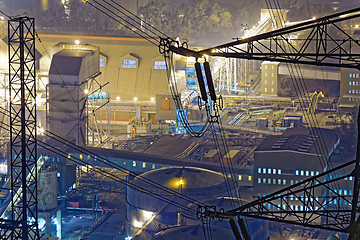 Image showing power station at night with smoke 