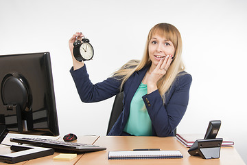 Image showing Office saw a specialist on the clock that was late for an appointment