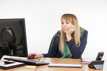 Image showing Upset a specialist office working on the computer