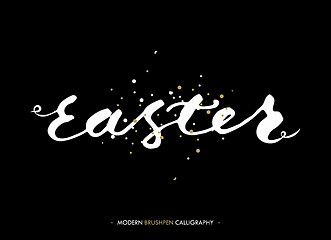 Image showing Happy Easter lettering write with brush pen