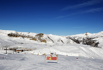 Image showing Ski slope at sun day