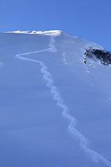 Image showing Trace from ski on off-piste slope in early morning