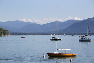 Image showing Sailing boats at lake Chiemsee, Bavaria, Germany