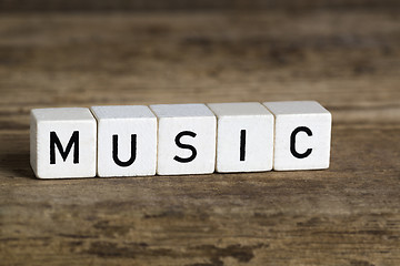Image showing The word music written in cubes