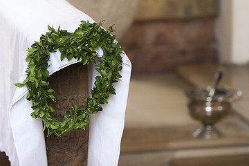Image showing Laurel wreath for decoration in church