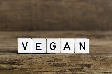 Image showing The word vegan written in cubes