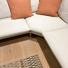 Image showing Modern corner sofa with two cushions