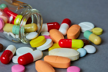 Image showing Close up of many colorful pills