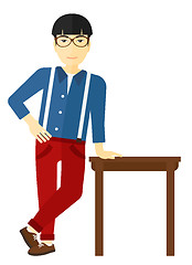 Image showing Man leaning on table.