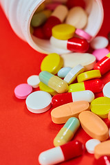 Image showing Close up of many colorful pills