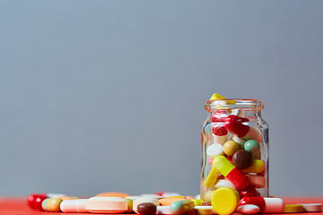 Image showing Close up of many colorful pills