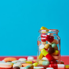 Image showing Close up of many colorful pills