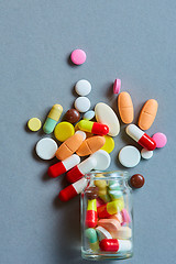 Image showing Close up of many colorful pills