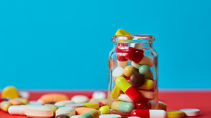 Image showing Close up of many colorful pills