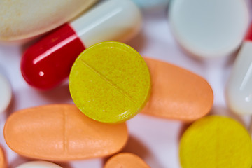 Image showing Close up of many colorful pills