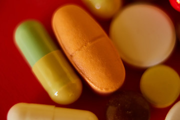 Image showing Close up of many colorful pills