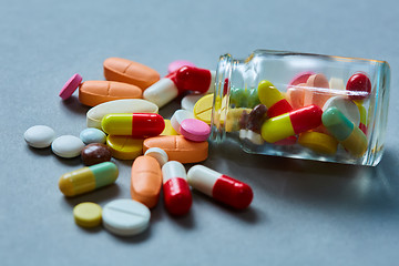 Image showing Close up of many colorful pills