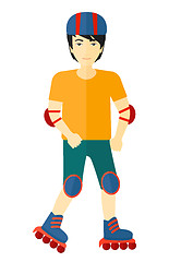 Image showing Sporty man on roller-skates.