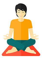 Image showing Man meditating in lotus pose.