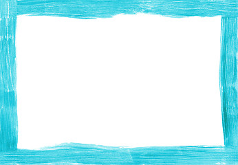 Image showing Turquoise freehand painted rectangular border
