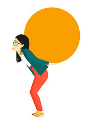 Image showing Woman carrying big ball.