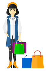 Image showing Buyer with shopping bags.