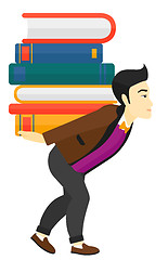 Image showing Man with pile of books.