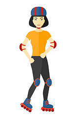 Image showing Sporty woman on roller-skates.