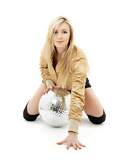 Image showing golden jacket girl with disco ball #4