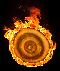 Image showing burning wooden sheave