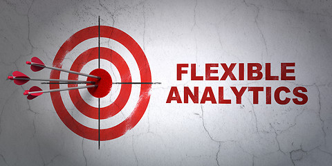 Image showing Finance concept: target and Flexible Analytics on wall background