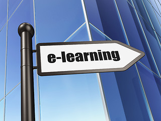 Image showing Learning concept: sign E-learning on Building background