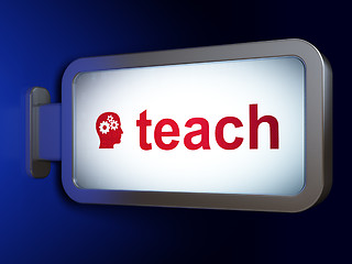 Image showing Education concept: Teach and Head With Gears on billboard background