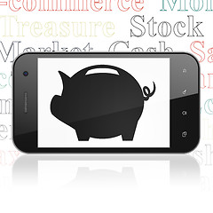 Image showing Currency concept: Smartphone with Money Box on display