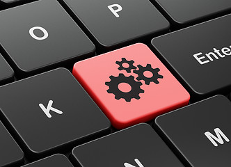 Image showing Web design concept: Gears on computer keyboard background