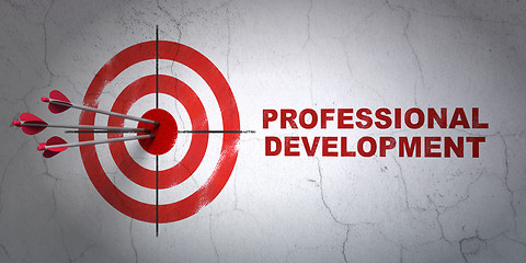 Image showing Studying concept: target and Professional Development on wall background