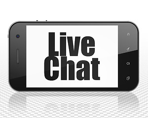 Image showing Web development concept: Smartphone with Live Chat on display