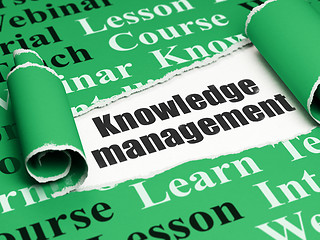 Image showing Education concept: black text Knowledge Management under the piece of  torn paper