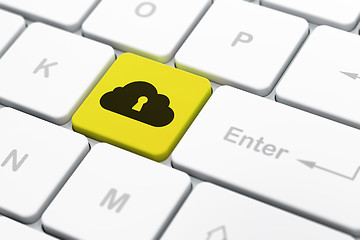 Image showing Cloud networking concept: Cloud With Keyhole on computer keyboard background