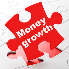 Image showing Banking concept: Money Growth on puzzle background