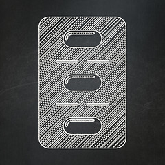 Image showing Medicine concept: Pills Blister on chalkboard background